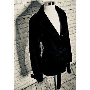 Black Esprit Trench Style Coat With Removable Belt L